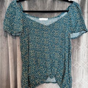 Lush Blue Ruffled Fitted Crop Top
